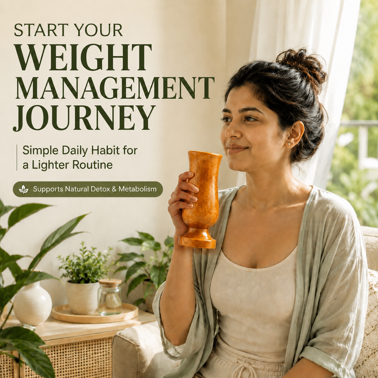 Weight Loss and Body Detox Wooden Water Glass (100% Natural)