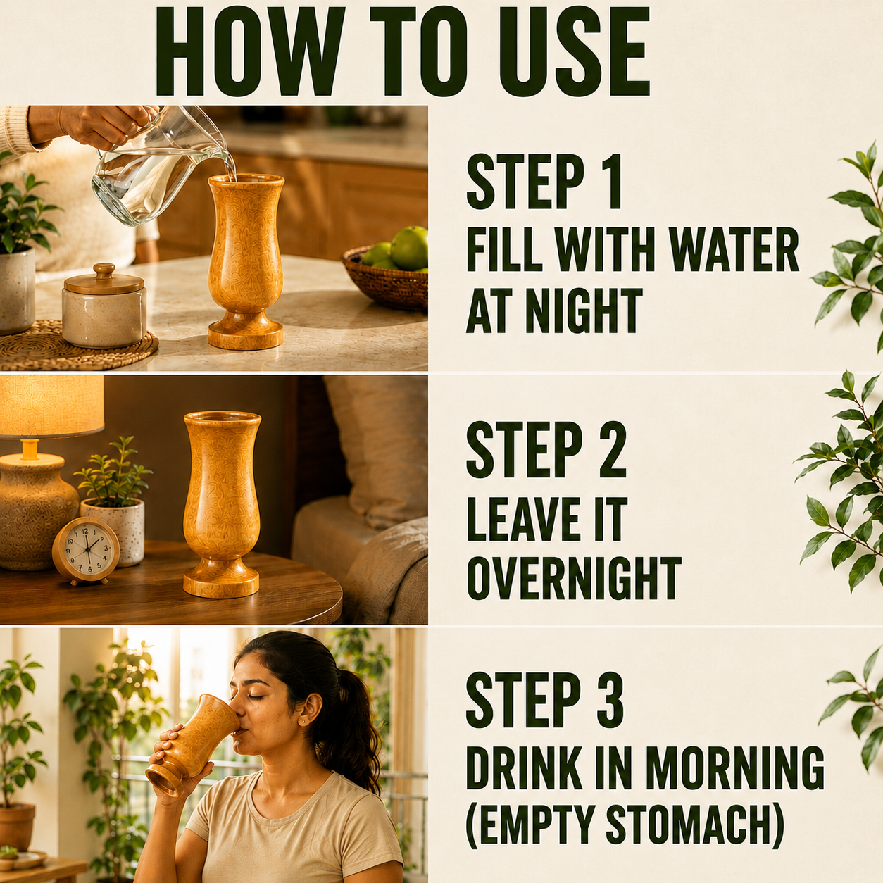 Weight Loss and Body Detox Wooden Water Glass (100% Natural)